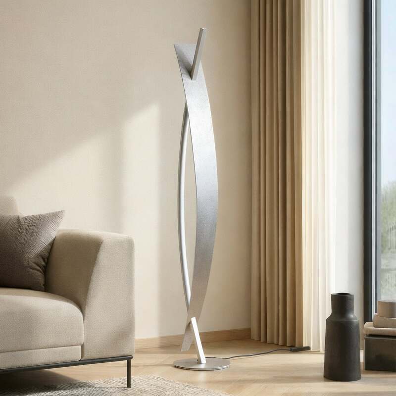 Lucande Stehleuchte dimmbar Marija LED Lampe silber 140cm elegante Leuchte - 4251096553642