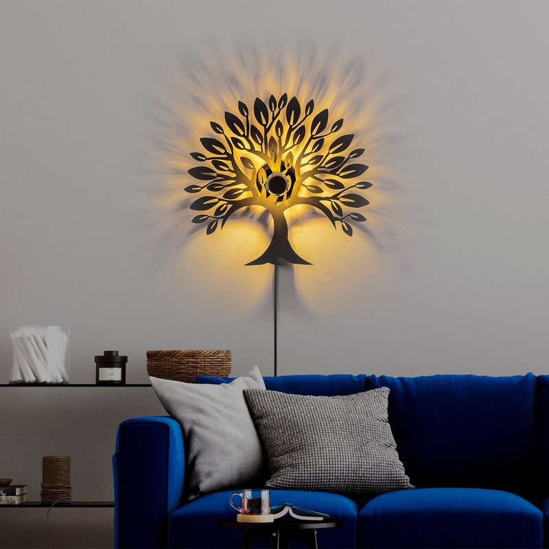 Wandlampe Heart Tree V2 schwarz Metall Stecker Schalter Wandleuchte Lampe Spot - 8683743676491