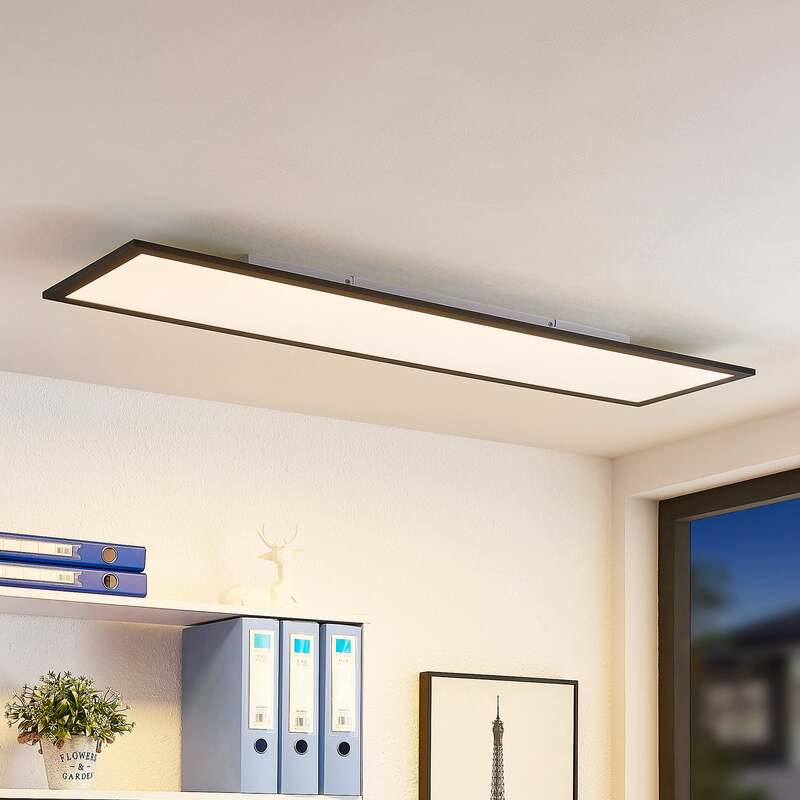 Lindby Panel Deckenleuchte LED Leuchte schwarz Aluminium Kunststoff Fernbedienun - 4251911739404