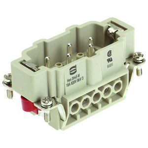 5x B-Ware Harting Stifteinsatz Kontakteinsatz grau Stiftkontakt Schrauben PC 5 STÜCK
