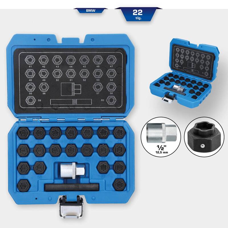 Brilliant Tools Felgenschloss Sortiment Radmutter Schlüssel für BMW 22-teilig - 4042146781548