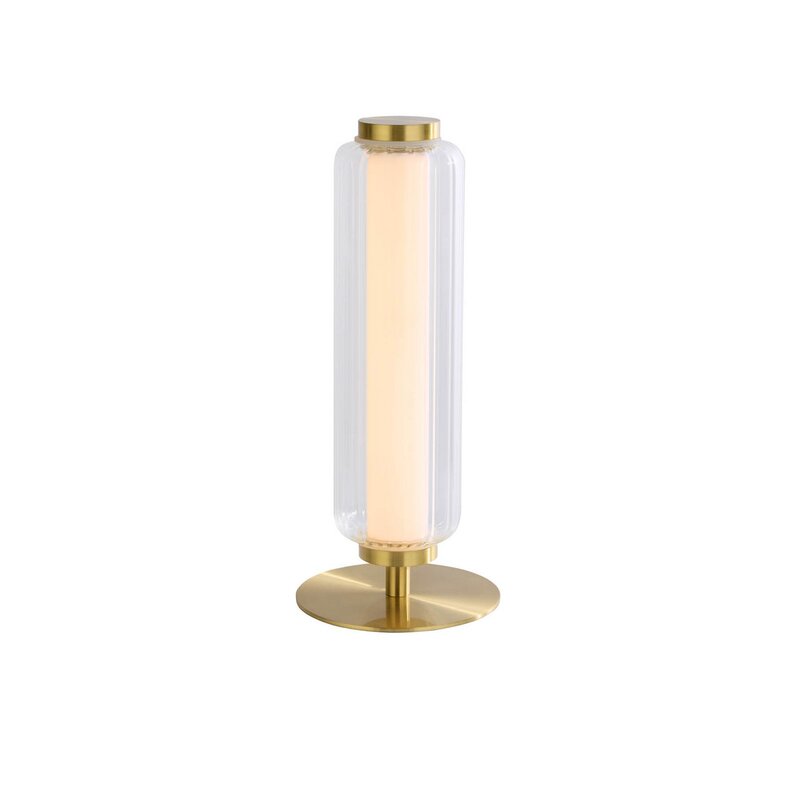 Searchlight Tischleuchte Lampe LED gold Stahl Glas dimmbar Schalter Kabel - 5053423273129