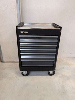 STIER Werkstattwagen Premium 241-teilig Edelstahl-Arbeitsfläche 7 Schubladen
