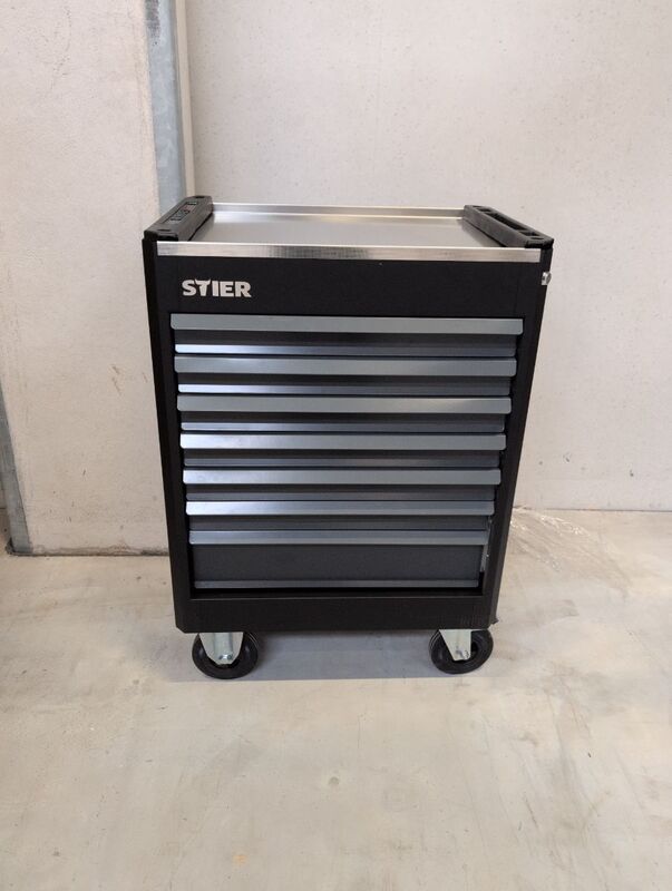 STIER Werkstattwagen Premium 241-teilig Edelstahl-Arbeitsfläche 7 Schubladen - 4251709634874