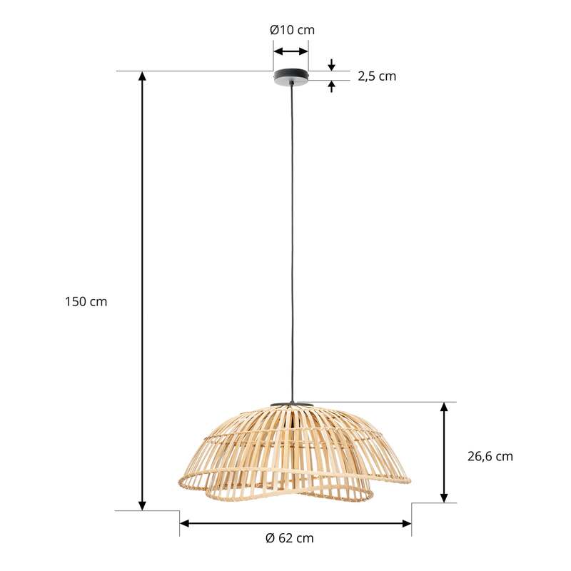 Lindby Hängeleuchte Ilajus LED Pendelleuchte Lampe dimmbar Bambus Ø 62 cm natur - 4251911764857