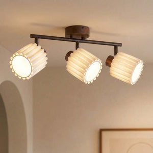 B-Ware Lindby Deckenstrahler Shiloh LED dimmbar 3-flammig Holz walnuss beige 52x24,5cm