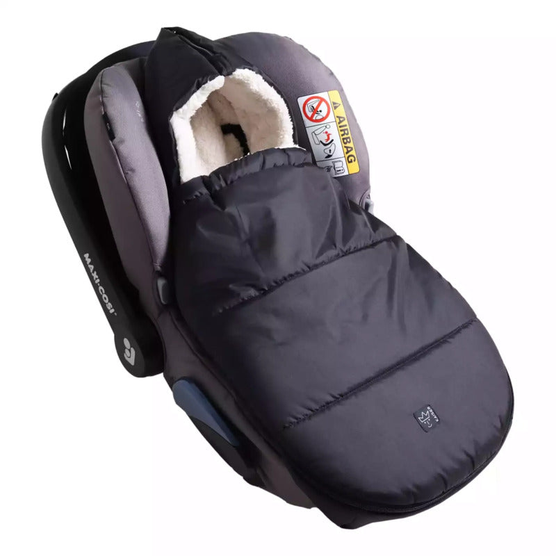 KAISER Hoody 2.0 Fußsack Babyschalenfußsack Schwarz Baby Kapuze Sherpa Fleece - 4011863842511