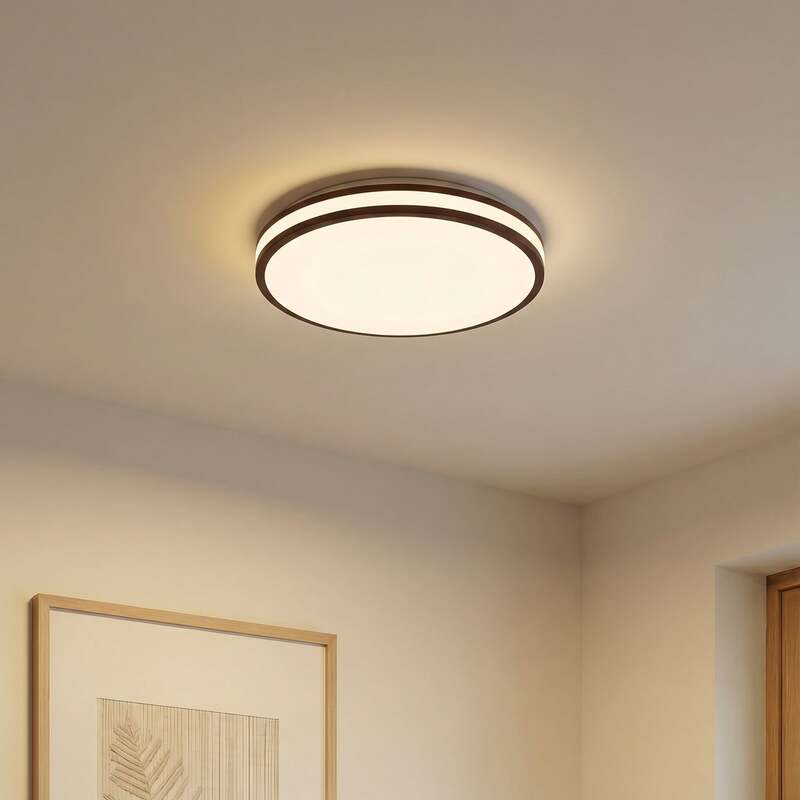 Lindby Deckenleuchte Emiva LED Lampe Leuchte dimmbar Holz dunkel Ø 40 cm CCT - 4255830911385