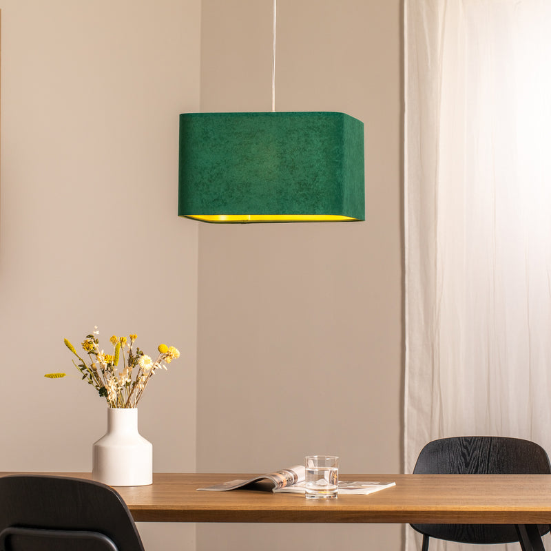 Hängeleuchte Kwadro LED Pendelleuchte dimmbar grün gold 40x40cm Velourstoff - 5906742034738