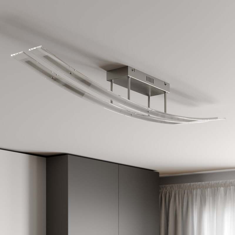 Lindby Deckenleuchte Jarda LED Lampe dimmbar warmweiß 134cm nickel matt 5760lm - 4251096526950