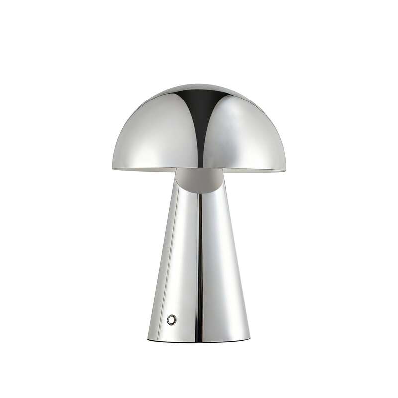 Lindby LED-Akkutischlampe Nevijo chrom Ø20cm USB dimmbar Touch-Dimmer - 4255830905575