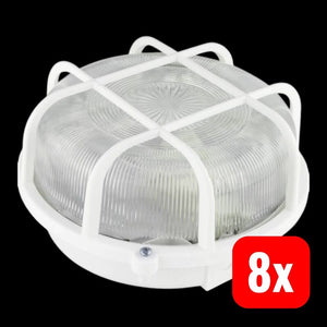 8x B-Ware REV Feuchtraumleuchte Rund 7W LED E27 warmweiß IP44 Badezimmerleuchte 200mm