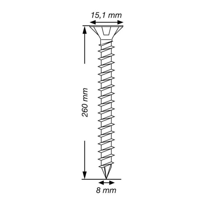 SPAX Schraube Seko-T 8x260mm WIROX Stahl Torx 40 Handwerksbedarf 50 Stück - 4003530246043
