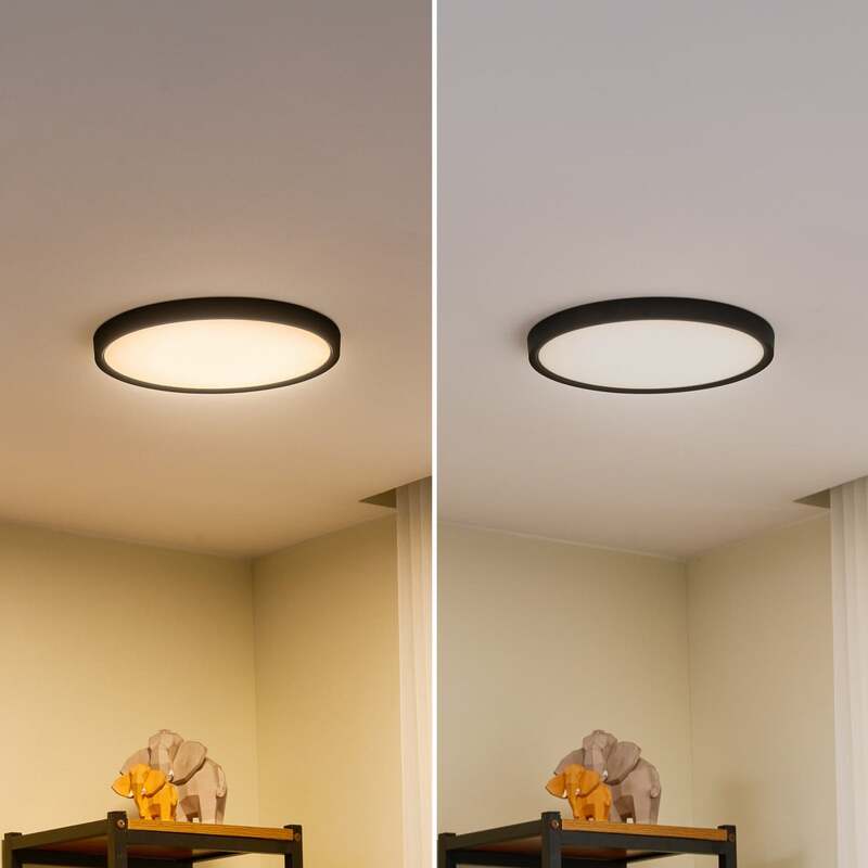 Lindby LED-Deckenleuchte Pravin dimmbar Ø 30 cm mattschwarz warmweiß 17 W - 4251911766776