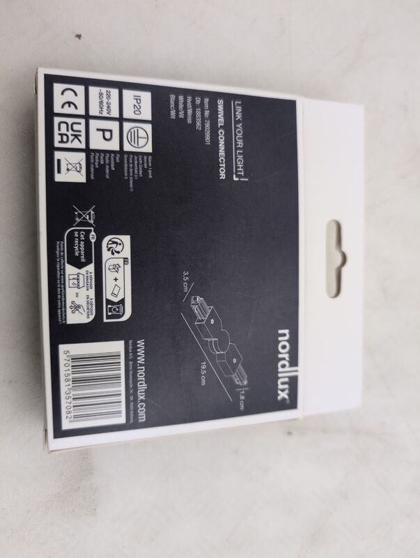 Nordlux Hochvolt-Schienensystem Verbinder Linkadapter Weiß IP20 230V 120x35x18mm - 5701581357082