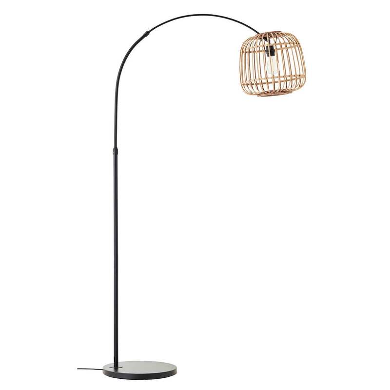 mokebo Stehlampe im Boho Style mit Rattan 'Die Natürliche', Bogenlampe in braun, - 4260669189157