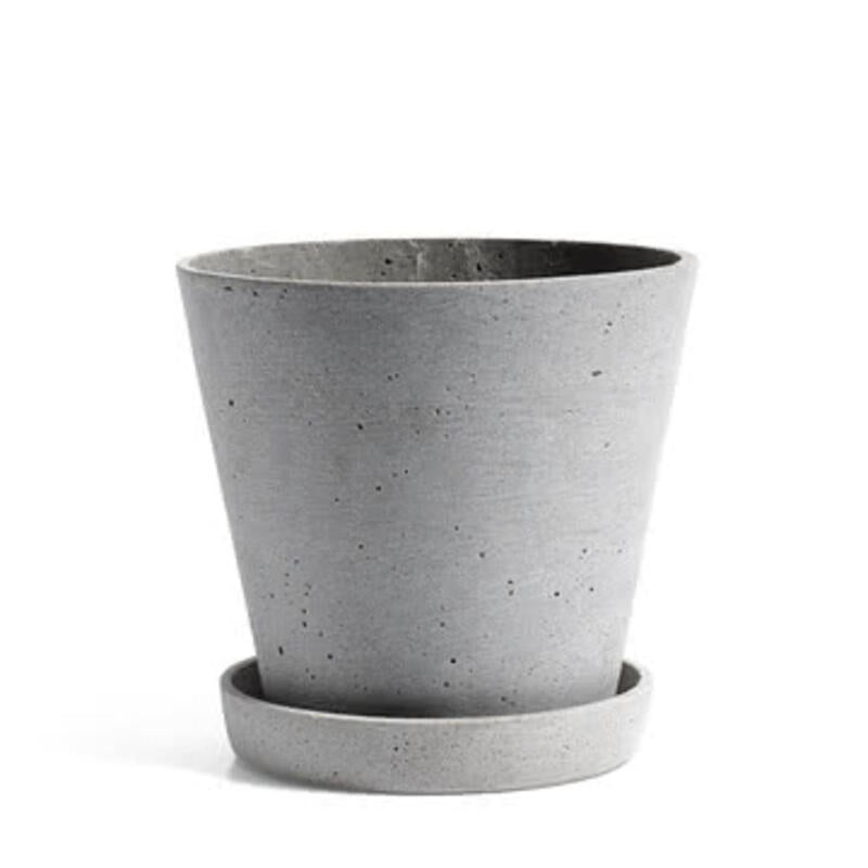 HAY Blumentopf Übertopf Blumentopf mit Untersetzer grau Polystone groß - 5710441012665