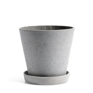 B-Ware HAY Blumentopf Übertopf Blumentopf mit Untersetzer grau Polystone groß