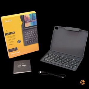 B-Ware ZAGG Tastatur Pro Keys QWERTZ Bluetooth Foliohülle für iPad Air schwarz grau