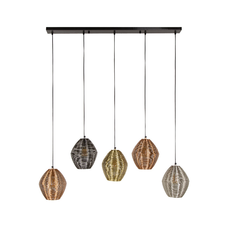 Hängeleuchte Spoelamp 5-flammig LED Pendelleuchte dimmbar bunt metallic 118x23cm - 8713244072727