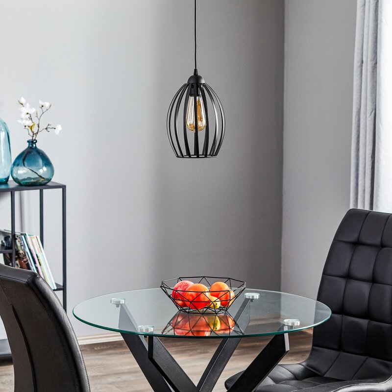 HELAM Dali Hängeleuchte Pendelleuchte Lampe einflammig Schwarz Eisen E27 Leuchte - 5902349225579