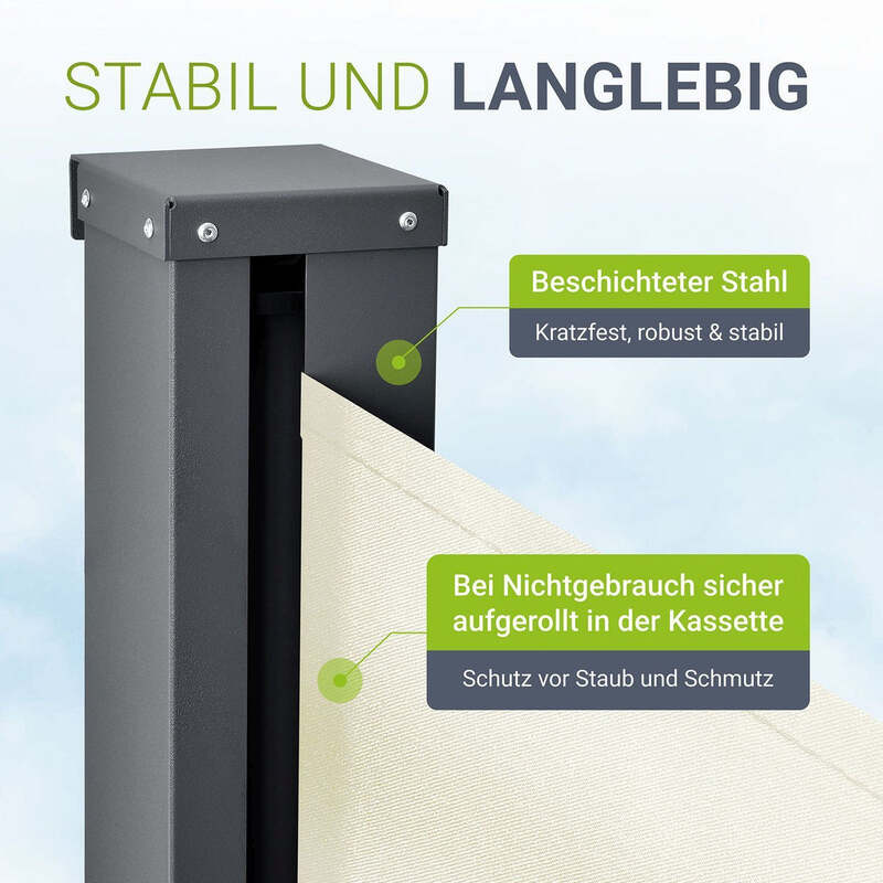 Seitenmarkise Dubai Sichtschutz für Garten Terrasse beige 300x180cm ausziehbar - 4260304762981