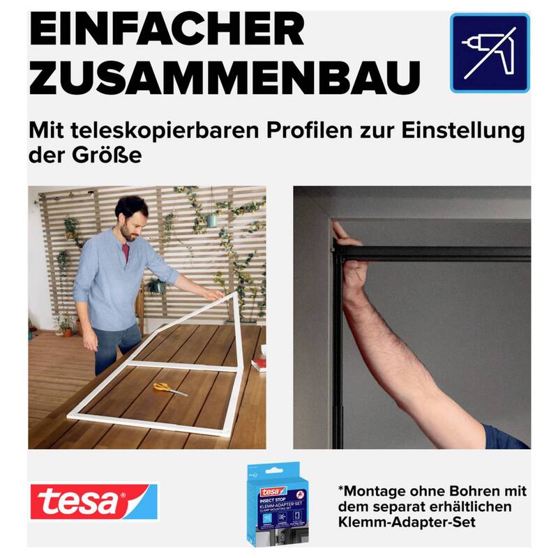 Tesa Tür-Fliegengitter Insektenschutz Falt Alu Rahmen weiß 1 Stück für Innen - 4063565022180
