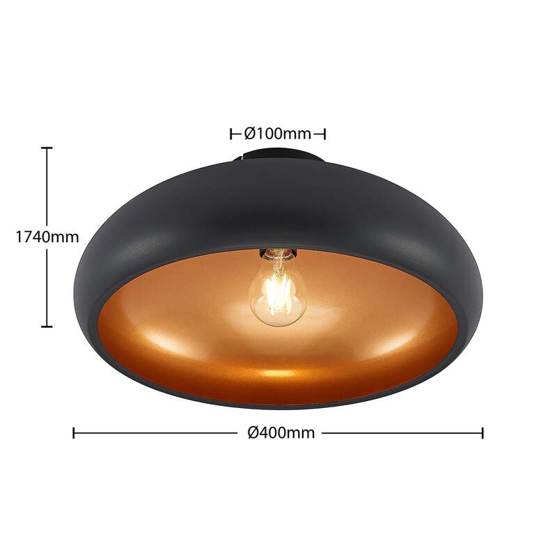 Lindby Deckenlampe Gerwina LED Lampe Leuchte dimmbar schwarz gold Ø40cm 1x60W - 4251096560619