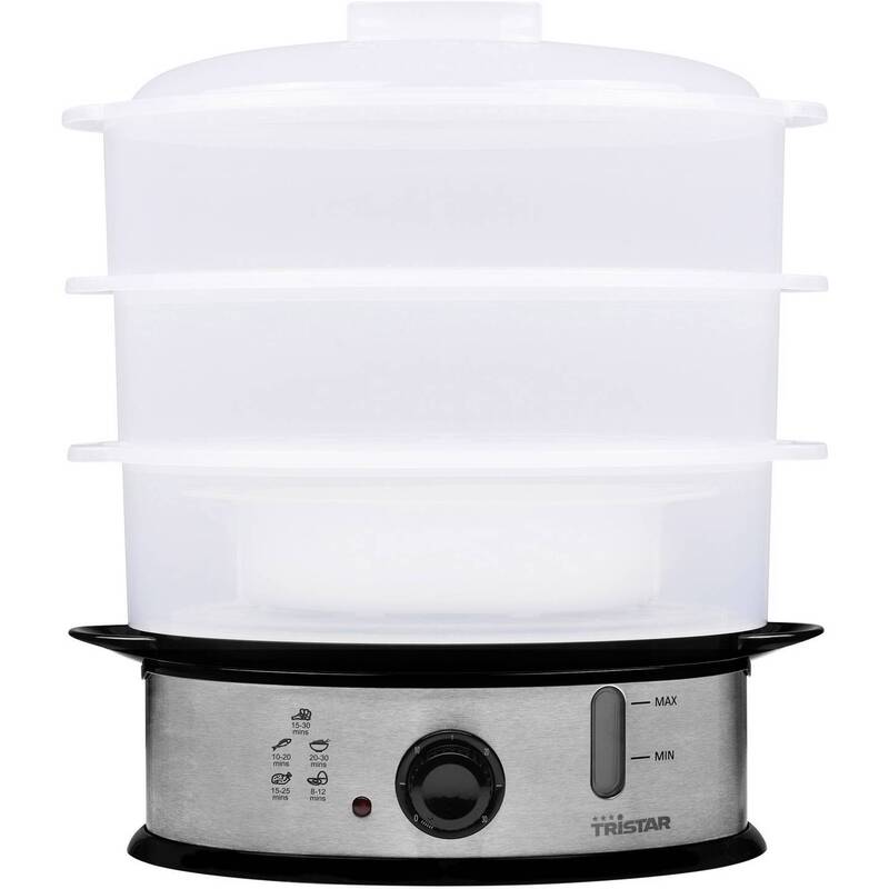 Tristar Dampfgarer Dampfer BPA-frei Edelstahl 1200W 3 Ebenen Schwarz 1,5kg - 8713016065728