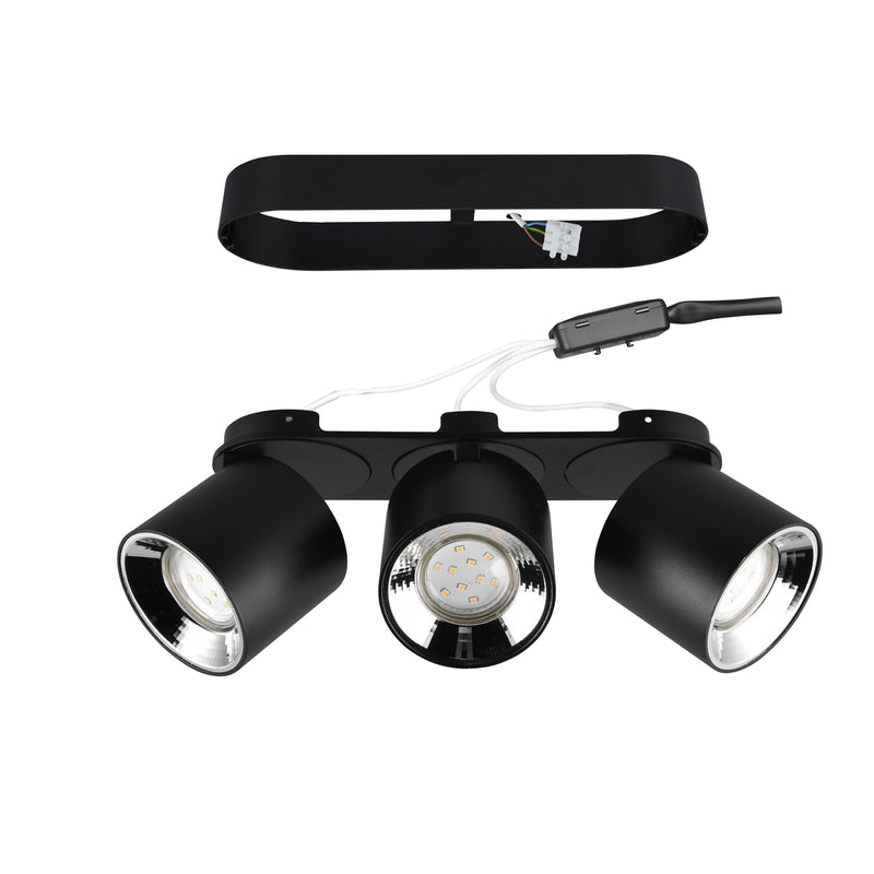 TRIO LIGHTING Deckenstrahler Guayana GU10 3-flammig schwarz matt Metall Lampe - 4017807573992