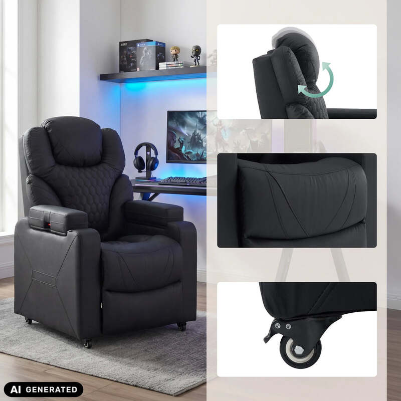 hjh OFFICE Loungesessel Sessel Game Sport RX Kunstleder Armlehnen Schwarz - 4064323130055