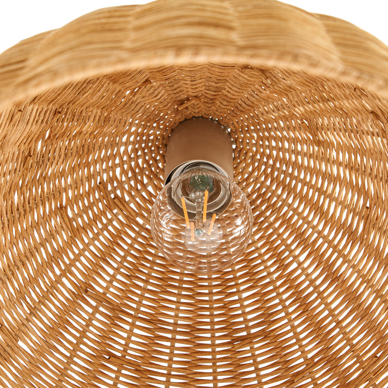 Lindby Hängeleuchte Laverne LED Pendelleuchte Rattan dimmbar beige Ø40cm 35cm - 4255830913648