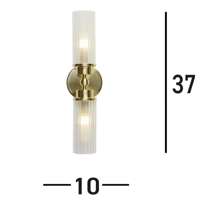 Searchlight Wandleuchte Imperial messing LED Wandlampe dimmbar IP44 Stahl Glas - 5053423271972