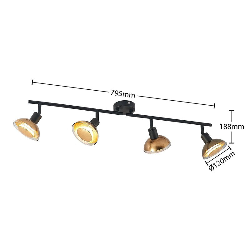 Lindby Deckenstrahler Deckenspot Erin schwarz gold Glas Lampenstrahler - 4251911708523