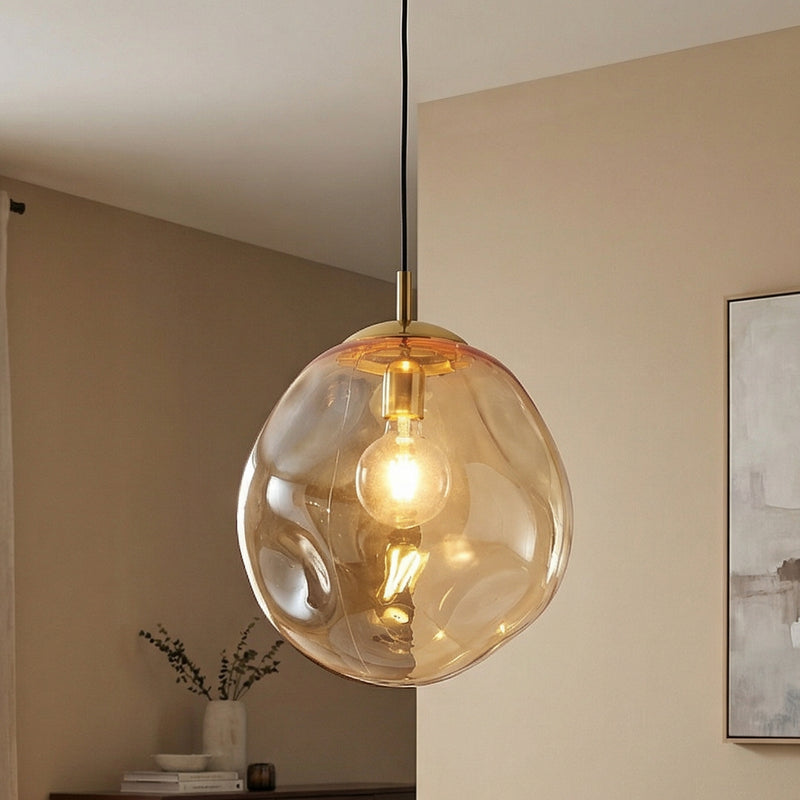 Glas Hängeleuchte Sol LED Pendelleuchte dimmbar schwarz bernstein Ø35cm 185cm - 5901780542610