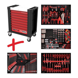 B-Ware KS Tools Werkstattwagen schwarz-rot 241-teilig Werkzeugwagen mit Schubladen