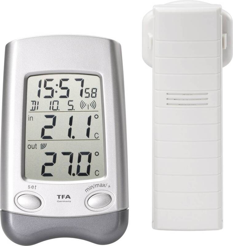TFA Dostmann Funk-Thermometer DuoThermo Funkuhr Thermometer Uhr SIEHE TEXT/FOTO - 4009816013088