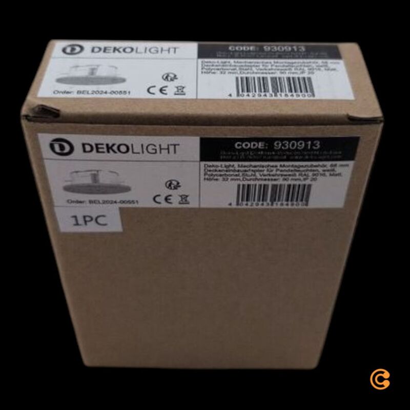 Deko Light Einbauadapter Stahl IP20 Pendelleuchte Verkehrsweiß Ø90mm 32mm hoch - 4042943184900