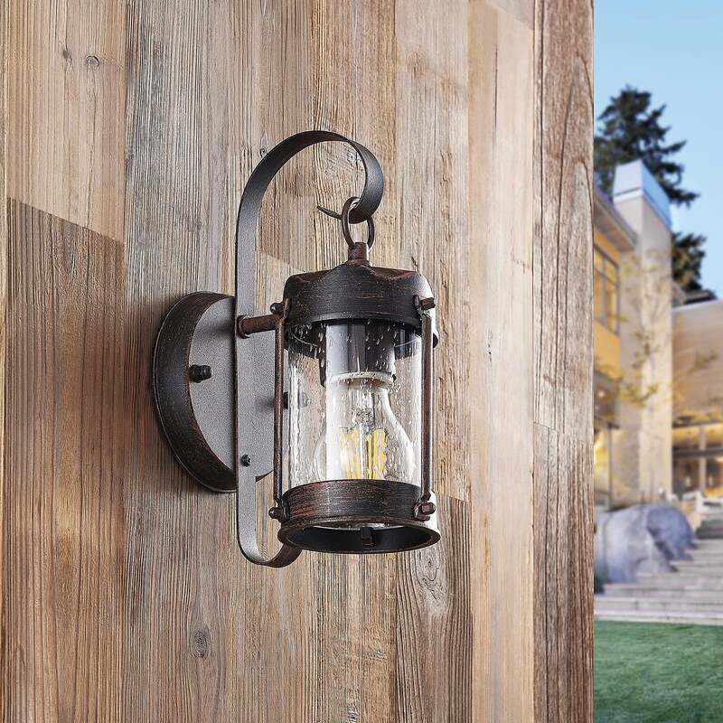 Lindby Außenwandleuchte Farly LED Gartenlampe Wandleuchte rostbraun Alu 17cm - 4251096573732