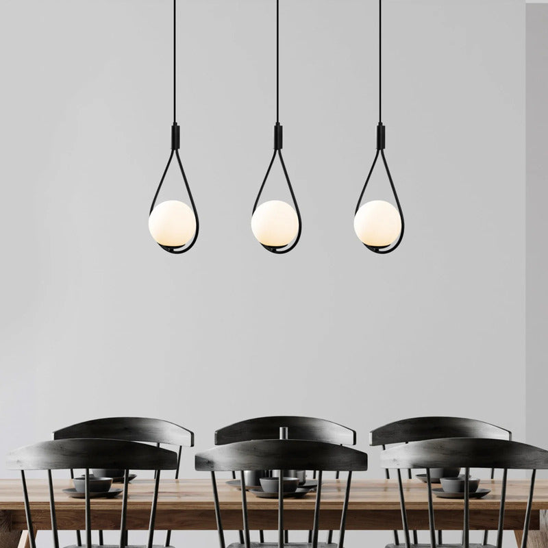 Hängeleuchte GMN-00009 3-flammig dimmbar schwarz Opalglas Pendelleuchte Lampe - 8684282429364