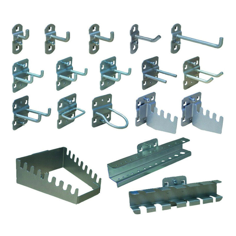 STIER Hakensortiment 18-teilig Metall Handwerk Industrie RAL 9006 Wandhaken - 4251709610144