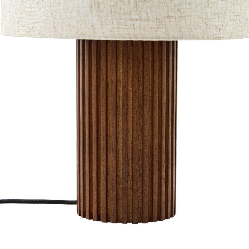 Lindby Tischleuchte Kimiko LED Lampe Leuchte aus Walnussholz beige 38cm hoch - 4255830913754