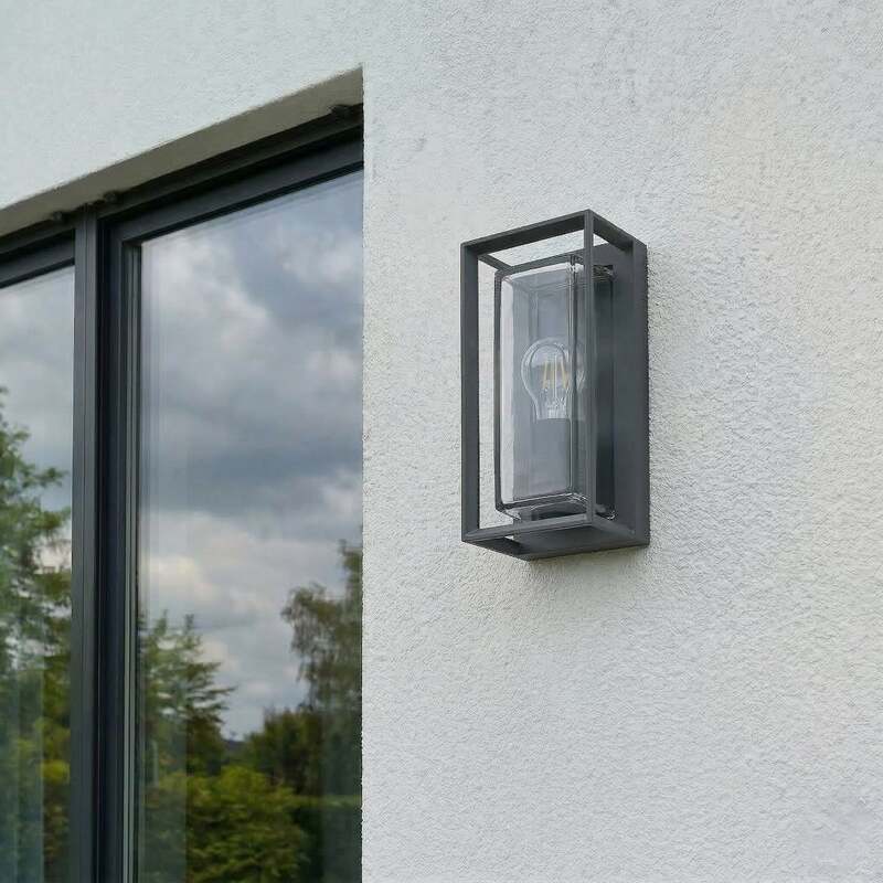 Arcchio Ismera Außenwandleuchte mit Glas AußenWandleuchte Lampe E27 dunkelgrau - 4251096589405