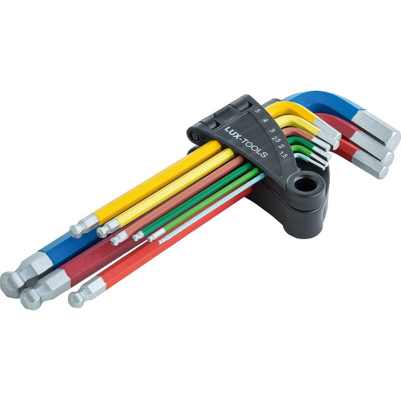 LUX-TOOLS Stiftschlüsselsatz Professional 9-teilig Kugelkopf 1,5 mm - 10 mm - 4007875458536