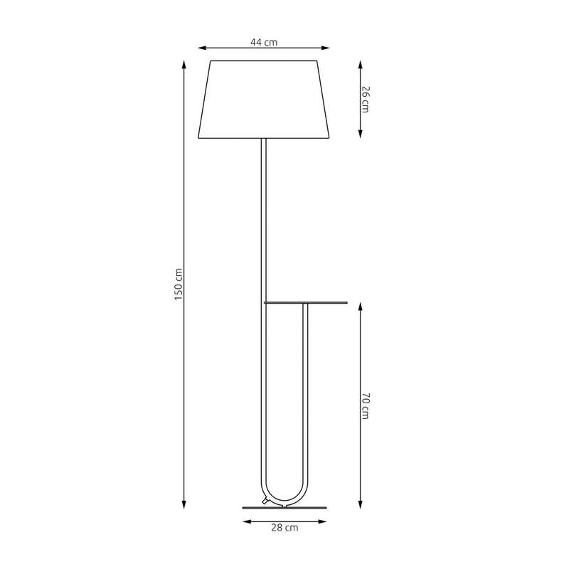 Stehlampe Hotel grau/schwarz Stehleuchte Lampe mit Ablagetisch 150cm Höhe 44cm Ø - 5907106010993