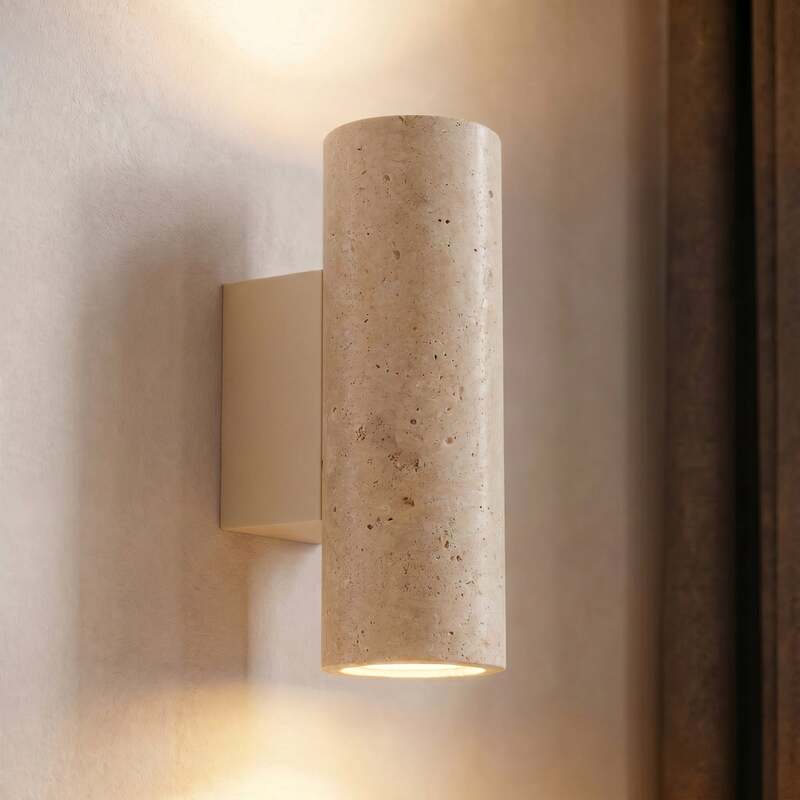 Lucande Wandleuchte Tavira Travertin Beige Up Down dimmbar 7x23x11 cm - 4255830902192