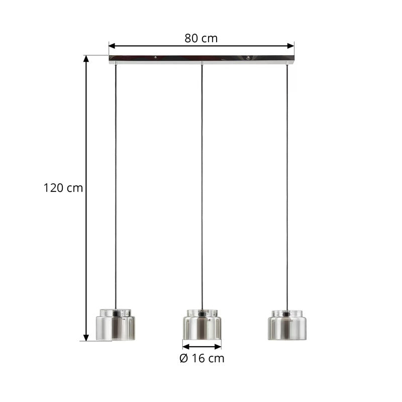 Lucande Diano Hängeleuchte Deckenlampe Pendelleuchte Lampe rauchgrau dreiflammig - 4251911767384