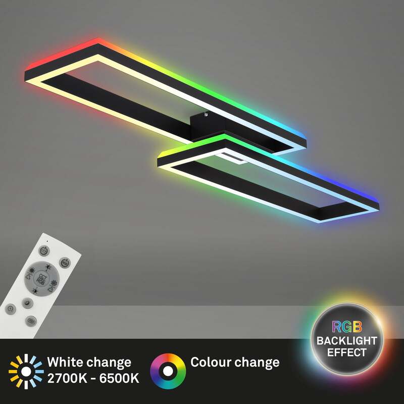 Briloner Deckenlampe LED Frame 2-flg RGBW dimmbar Lampe schwarz 119,5x27,5cm - 4002707429319