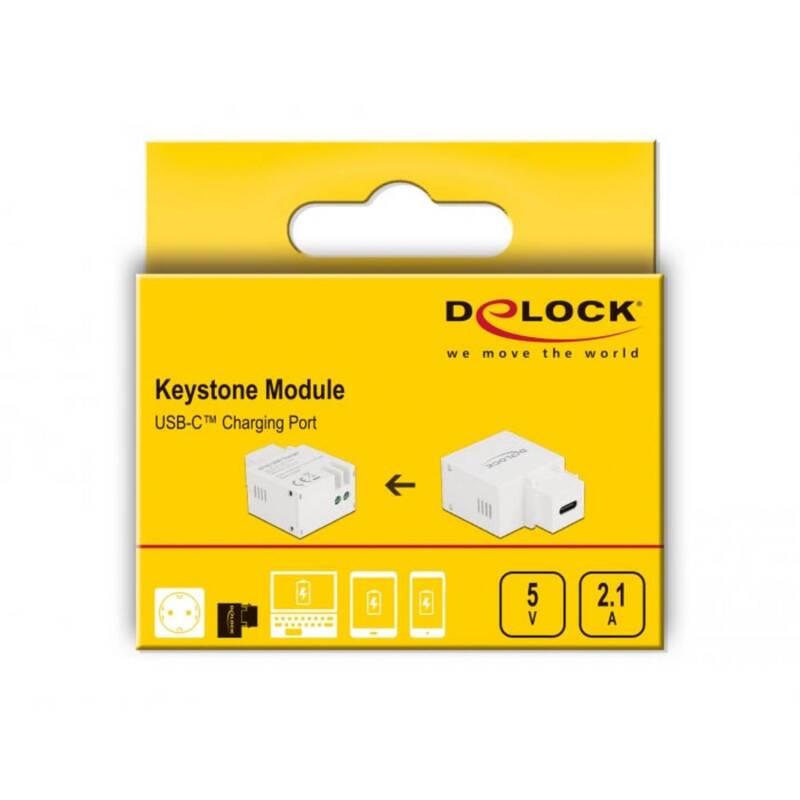 Delock USB-Einbaumodul Keystone Kabel 1 Stück Anschlusskabel RJ45 weiß 44.8mm - 4043619877928