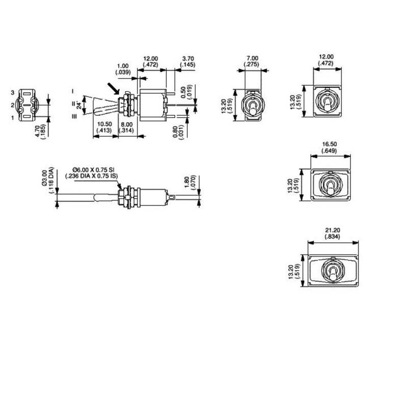 APEM Kippschalter 5537A Metallhebel Schalter 250V 3A Lötöse 1x Ein/Aus 1 St. - 4016138114164